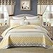 thumbnail image 3 of DDUOXIN Courtepointes Florales Grand Lit - Courtepointe Grand Lit Réversible 100 % Coton avec 2 Couvre-Oreillers, Couvre-Lits Doux Style Ferme Ensemble de Literie Courtepointe Grand Lit Léger, Jaune Gris, Grand Lit, 3 of 4