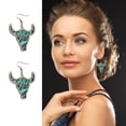thumbnail image 5 of Vintage Embossed Leather Earrings National Style Texture Diamond Inlay Shiny Cow EarringsThe Best Gift for A Loved One, 5 of 5