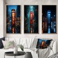 thumbnail image 1 of Designart "Urban Icon Red Telephone Booth I" Cityscapes Framed Wall Art Set Of 3 - Red Telephone Booth Frame Gallery Set For Office Decor, 1 of 6