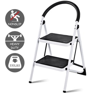 Costway 2 Step Ladder Folding Stool Heavy Duty Industrial Lightweight 330lbs