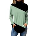 thumbnail image 1 of FAIWAD Womens Turtleneck Tunic Tops Long Sleeve Color Block Pullover Tops Casual Loose Trendy Tops, 1 of 3