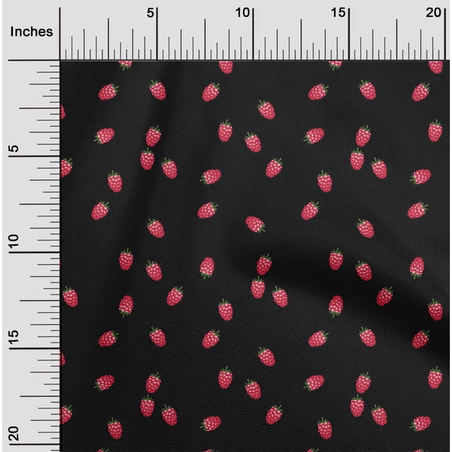 oneOone Cotton Poplin Fabric Raspberry Fruit Printed Fabric 1 Yard 42 Inch Wide