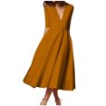 thumbnail image 1 of Meichang Robe Femme à Manches 3/4, Coupe Trapèze, Aguichant, Décolleté en V Profond, Robes Maxi avec Poches, Robe d'Été Évasée et Évasée, Douce et Extensible, Robe de Bal, de Soirée, de Fête, 1 of 7
