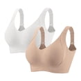 thumbnail image 1 of 2 Pieces Women Plus Size Push-Up Bras No Underwire T-Shirt Bralettes Ribbed Full Coverage Sports Everyday Bras Multicolor, 42/95BCD, 1 of 5