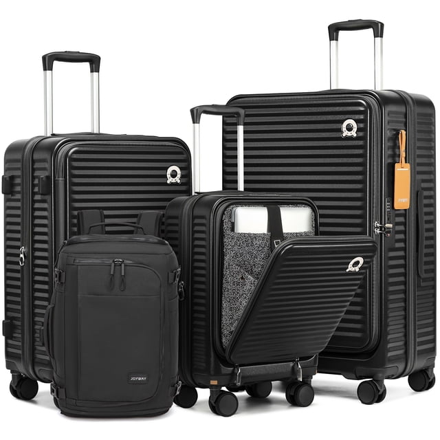 Joyway 4-Piece Luggage Set with Travel Backpack Front Opening Expandable Spinner Suitcases TSA Lock YKK Zippers