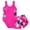 Hot Pink, variant on Splozh Girls Swimsuit One Piece Kids Girls' Swimsuit with Shorts for Tweens Floral Swimwear Bathing Suit for Young Girls Hot Pink,11-12 Years