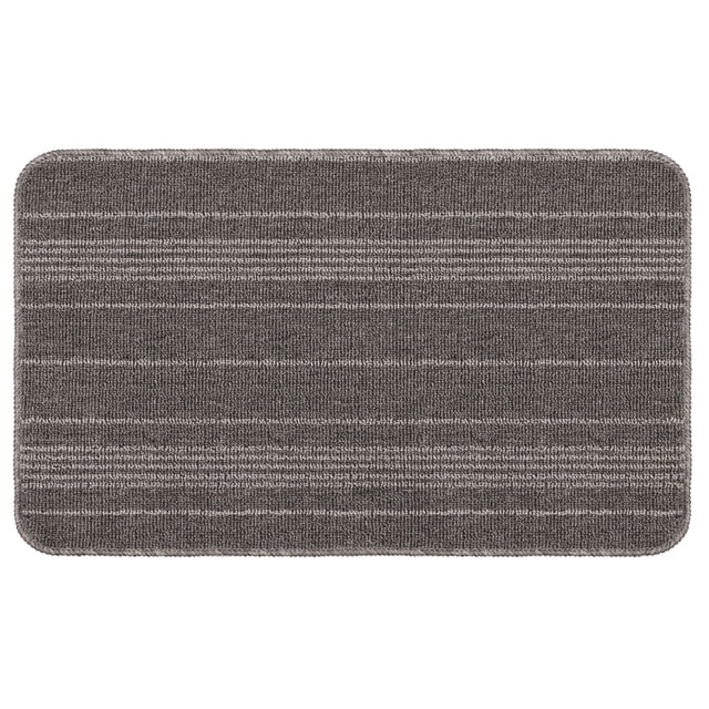 Mainstays Olin 18x30 Tufted Accent Mat, Machine Washable, Non-Slip, Striped Grey/White, for Kitchen, Hallway, Mudroom