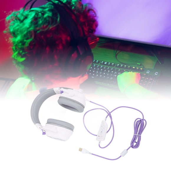 USB Gaming Headset, Computer Headset with Noise Cancelling Mic, 7.1 Surround Sound, 50mm Driver, Wired Computer Headphones for Game Console, Laptop, PC