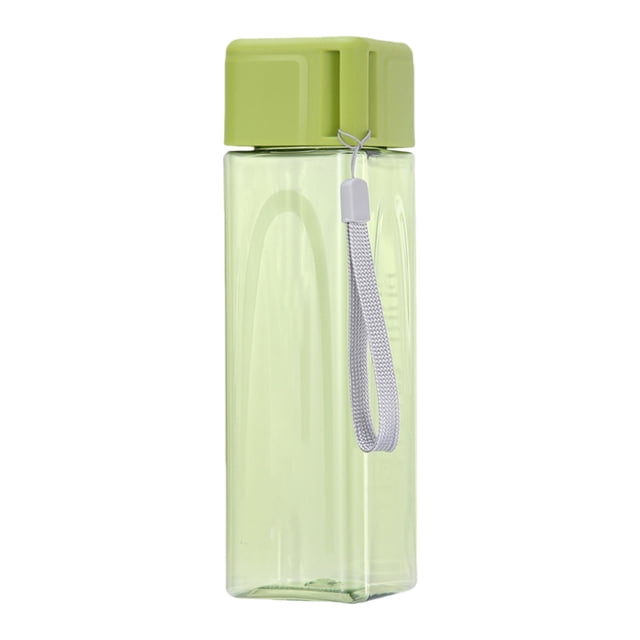 O-055 Green Minimalist Plastic Water Cup 500Ml Square Transparent Daily Use