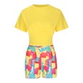 thumbnail image 3 of Hauts d'Été pour Femmes avec Manches Ensemble Deux Pièces Décontracté Mode Imprimé Floral Taille, 3 of 9
