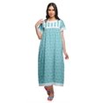 thumbnail image 1 of Moomaya Chemise de Nuit Maxi Boutonnée à Manches Courtes Imprimée pour Femmes en Coton, 1 of 5