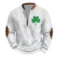 thumbnail image 1 of Penkiiy St Patricks Day Shamrock Patch Chest Print 1/4 Zip Sweatshirt 2XL Multicolor, 1 of 5
