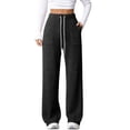 thumbnail image 4 of fatyb Womens Casual Ribbed Knit Pants Wide Leg Lounge Pants with Pockets Drawstring Loose Comfy Trousers, 4 of 7