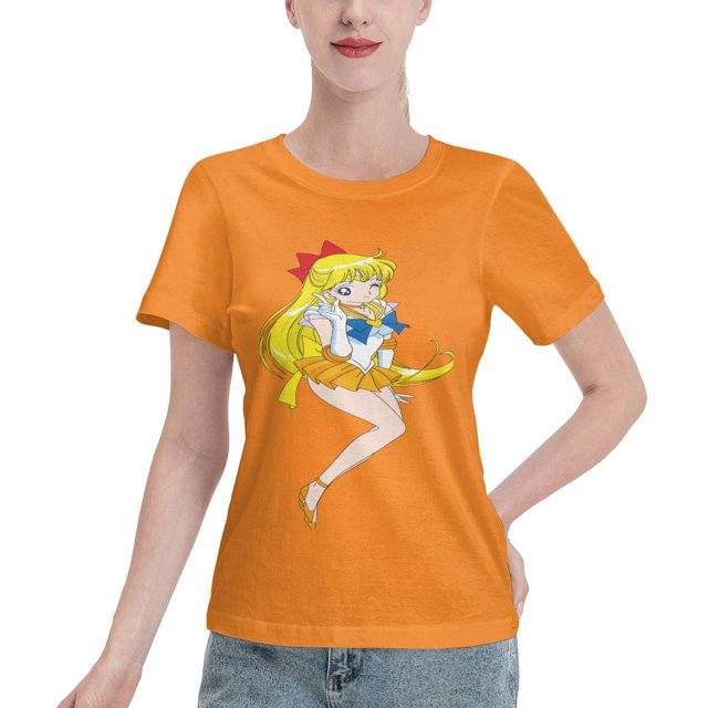 T-Shirt Basique à Manches Courtes pour Femmes Sailor Moon Aino Minako