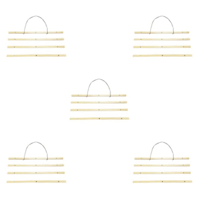 Decodeary 21CM-61CM DIY Magnetic Wooden Photo Hanger Poster Scroll Print Picture Frame Beige 61cm 5Set
