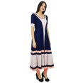 thumbnail image 1 of Bimba Robe Kurti Indienne Longue Bleue Évasée pour Femmes à Manches Courtes, Kurta Décontractée, Vêtement Personnalisé, 1 of 8