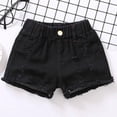 thumbnail image 2 of Yanlir Children's Casual Solid Color Ripped Denim Shorts for 1-16 Years Fashionable Button Pocket for Everyday Wear(Black,1-2 Years), 2 of 4