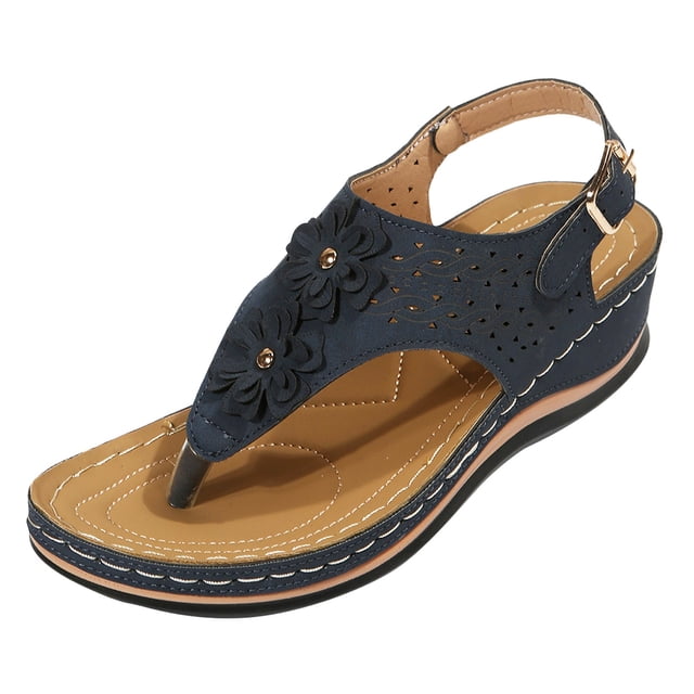 Kcodviy Ergonomic Design Wedge Toe Size 13 Womens Sandals Post Sandals Mitigate Foot Rope Sandals for Women Fatigue Comfortable and Functional Womens Arch Support Sandals Shoes