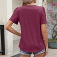 thumbnail image 4 of AherBiu T-Shirts pour Femmes à Col Rond, Coupe Ample, T-Shirts d'Été Chic Décontracté, Plissés, Manches Courtes, T-Shirts Basiques, 4 of 8