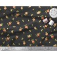 thumbnail image 3 of Soimoi Black Poly Georgette Fabric Leaves & Grandiflora Roses Floral Decor Fabric Printed Yard 52 Inch Wide, 3 of 5