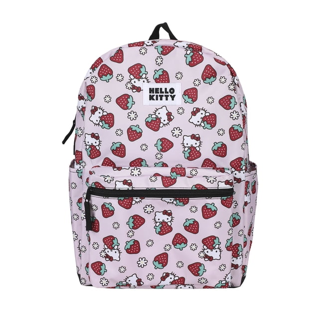 Hello Kitty 16-Inch Backpack with Strawberry All-Over Print, Back to School Supplies
