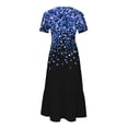 thumbnail image 4 of Robe à Manches Courtes Imprimée pour Femme, Robe Décontractée à Col Rond avec Motif Intégral, Robe Légère en Polyester Lavable à la Machine pour Usage Quotidien, 4 of 5
