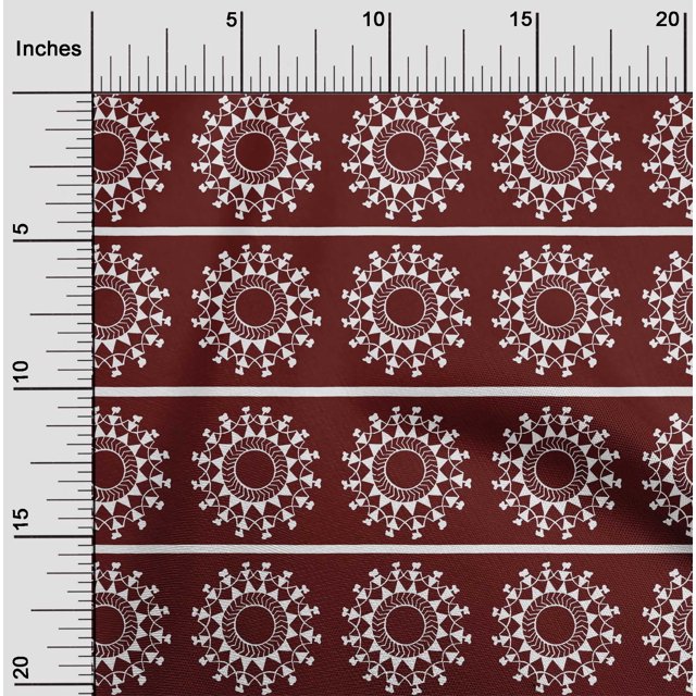 oneOone Cotton Cambric Fabric Stripe & Mandala Block Printed Craft Fabric BTY 56 Inch Wide