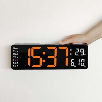 Meitianfacai Horloge Numérique Grand Format de 13 Pouces avec Température, Date, DST Automatique, Veilleuse, Gradateur de Luminosité Automatique