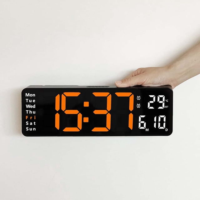 Meitianfacai 13 Inch Large Digital Clock With Temperature Date Auto DST Night Light Auto Brightness Dimmer