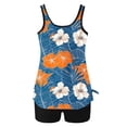 thumbnail image 4 of UPPADA 2 Piece Full Coverage Swimsuits for Women Floral Athleti Crewneck Bathing Suits High Waisted Tummy Control Modest Swimwear Comfy Tankini Top with Shorts Strapless Bathing Suit Light Blue,L, 4 of 6
