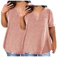thumbnail image 1 of Plebaso 2 Pack Hauts Grande Taille pour Femmes Col en V Manches Courtes Tee Tops Blouses Décontractées Confortables pour Femmes, 1 of 5