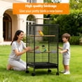 thumbnail image 4 of GloryStar 40" Wrought Iron Parrot Cage with Openable Play Top, Rolling Stand, Slide-Out Tray, Feeders, and Detachable Structure for Small and Medium Birds, 4 of 8