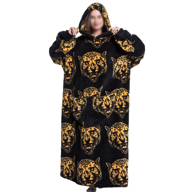 LUXUR Chemises de Nuit à Capuche pour Femmes, Robe de Nuit, Robe de Sommeil, Imprimé Léopard