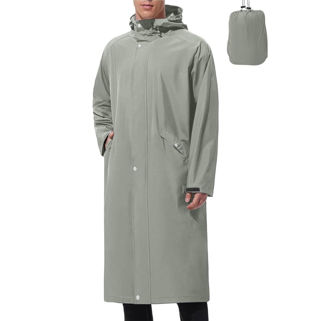 Pitauce Ponchos de Pluie Longs à Capuche pour Hommes, Fermeture Éclair Complète, Imperméables, Vestes de Pluie Compressibles pour Course, Randonnée, Cyclisme, Manteau de Pluie avec Poches