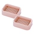 thumbnail image 1 of Oleegame 2PC Spoon And Lid Rest Bathroom Double Layer Grid Drain Soap Box Dish Storage Case Holder Container Double Layer Grid Design Storage Pink, 1 of 4