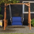 thumbnail image 2 of Gymax Patio Rattan Porch Swing Single Person Hanging Seat w/ Seat & Back Cushions Backyard, 2 of 10