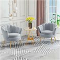 thumbnail image 1 of Heavenly Collection Lot de 2 Fauteuils d'Appoint Velours pour Salon Chambre Coiffeuse, Gris, Style Glamour, 1 of 9