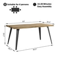 thumbnail image 4 of Homy Casa Lancelot 63" Walnut Dining Table for 6, Rectangular Kitchen Table with Natural Edge Look, 4 of 7