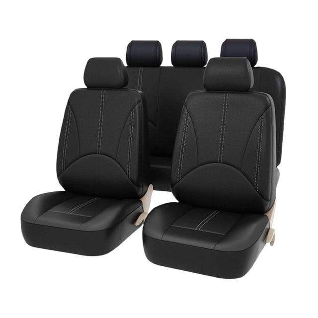 Luzkey PU Leather Car Seat Covers Washable Front Rear Seat Covers Classic Waterproof Protector for Vehicles Suvs Car Accessories Black
