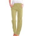 thumbnail image 1 of Timegard Cotton Linen Pants for Women Elastic Waisted Drawstring Straight Leg Lounge Pants with Pockets, 1 of 6