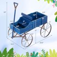 thumbnail image 3 of Gymax Patiojoy Chariot de Jardin en Bois pour Fleurs, Jardinière avec Roue, Jardin Cour Bleu, 3 of 10