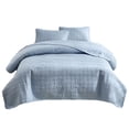 thumbnail image 2 of Danhjin Polyester Bedding Double Sided Washed Quilted Bed Cover 3 Pcs Set Solid Colo Pillowcase20x26in Comforter Set, 2 of 6