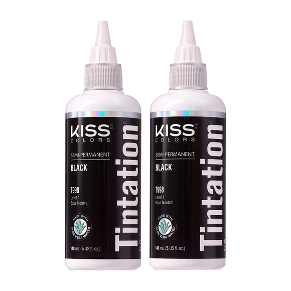 Kiss Teinture Semi-Permanente pour Cheveux 5 Onces (Noir (2 Pack))