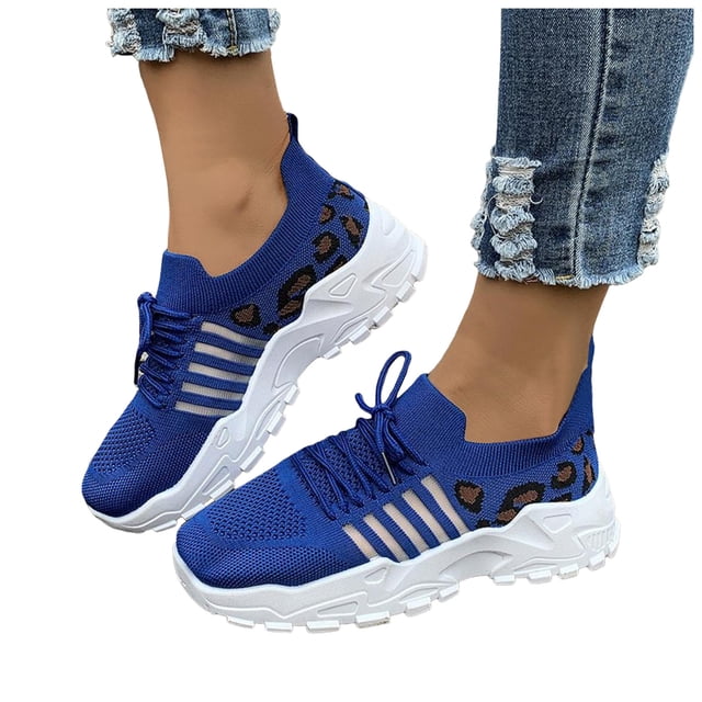 Leopard Chunky Walking Shoes for Women Comfortable Mesh Memory Foam Workout Tennis Running Sneakers