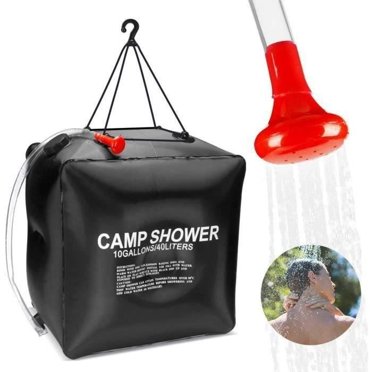Solar Shower Bag, 40L Solar Camping Shower Bag Outdoor Portable Foldable Shower Bag, with Shower Head Water Heater