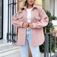thumbnail image 2 of WEIYLL Womens Fleece Jacket Shirt Oversized Button Down Long Shacket Pockets Red Cold Weather Tops Size M, 2 of 6
