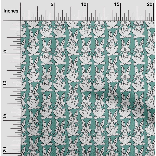 oneOone Tissu Popeline de Coton Imprimé Bloc de Lapin 42 Pouces de Large