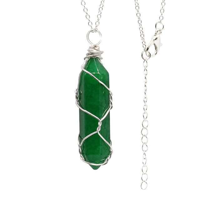 Iumwxz Chakra Crystal Pendant Hexagonal Pointed Natural Quartz Stone For Necklace