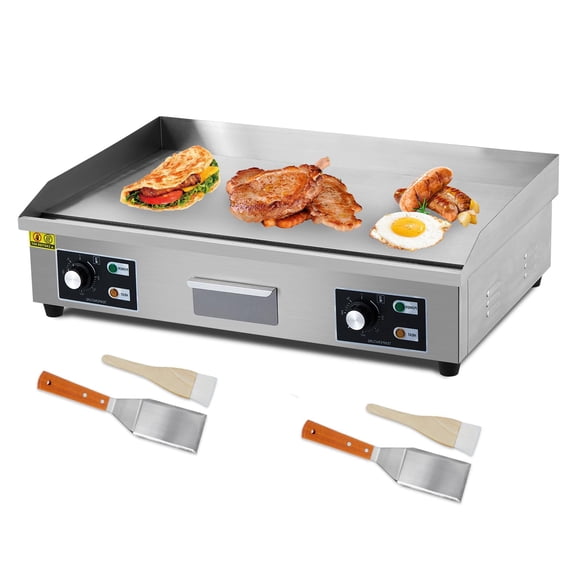 Electric Griddle – 29" Stainless Steel – 3000W Non-Stick Flat Top – 122-572°F Adjustable – Countertop Teppanyaki – Indoor/Outdoor – Silver