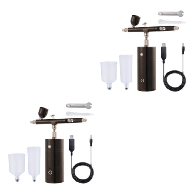 maskred Lightweight Airbrush Air Compressor Kit Set Precise Spray Painting Portable Black 1.49x5.1x5.7 Inch 2Set